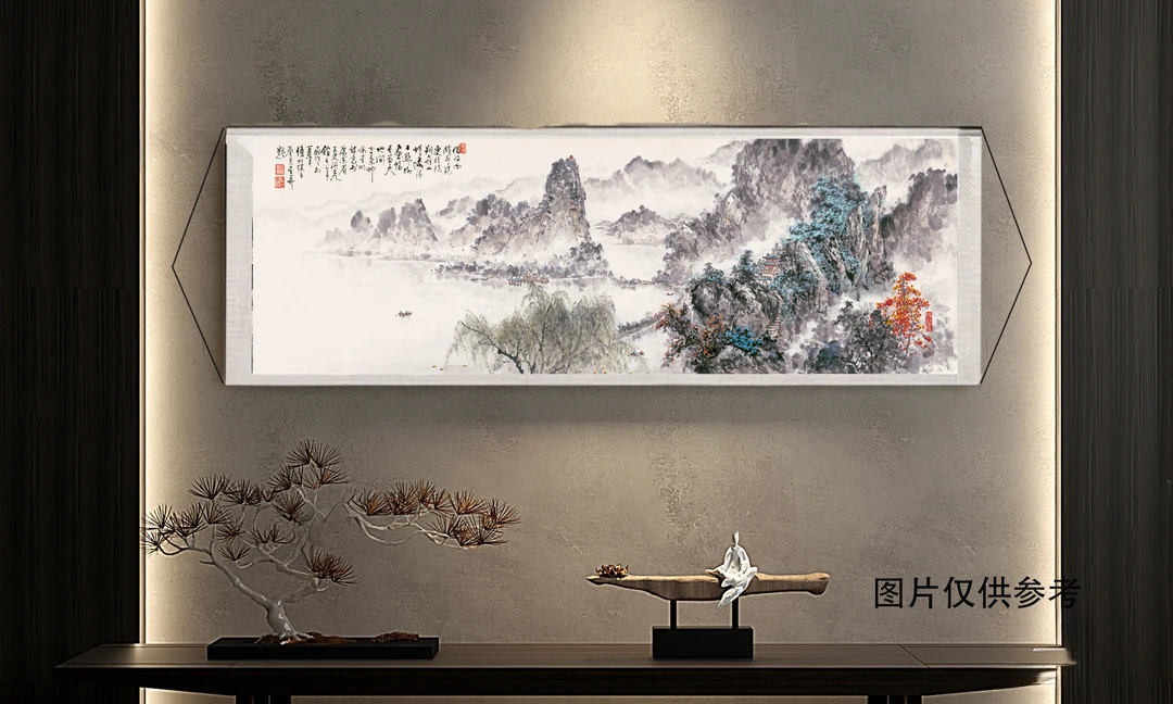 借问西湖卷轴挂画适合办公室玄关书房茶室客厅装饰