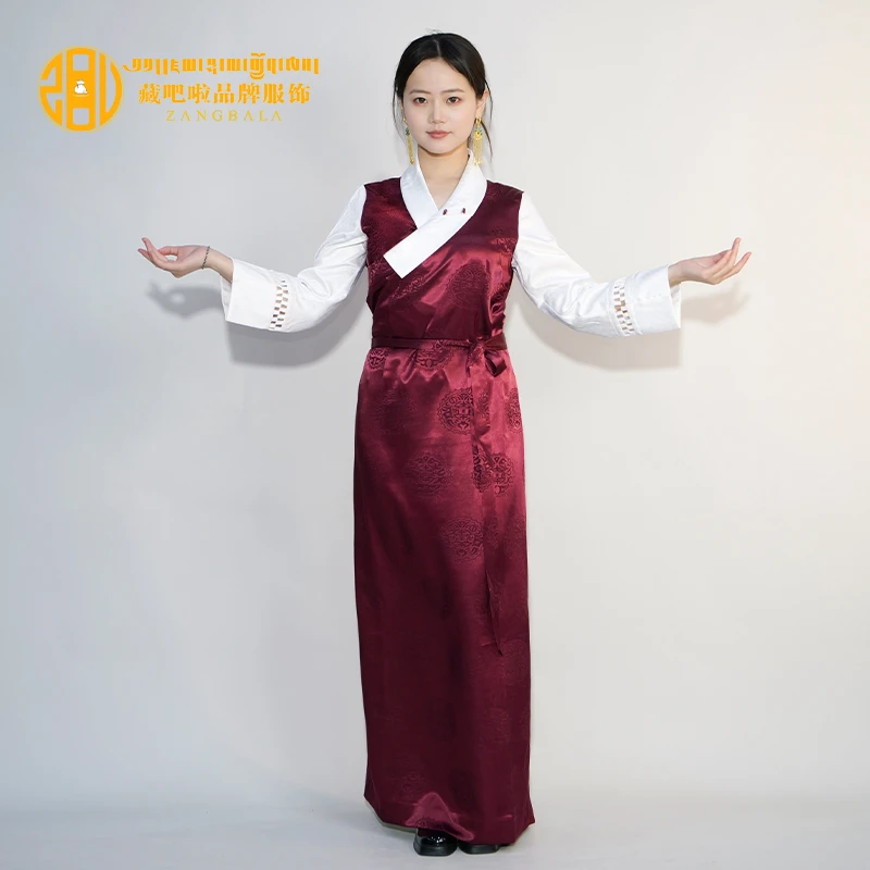 藏吧啦女式高档花边大元镂空袖博拉民族服装女款西藏服