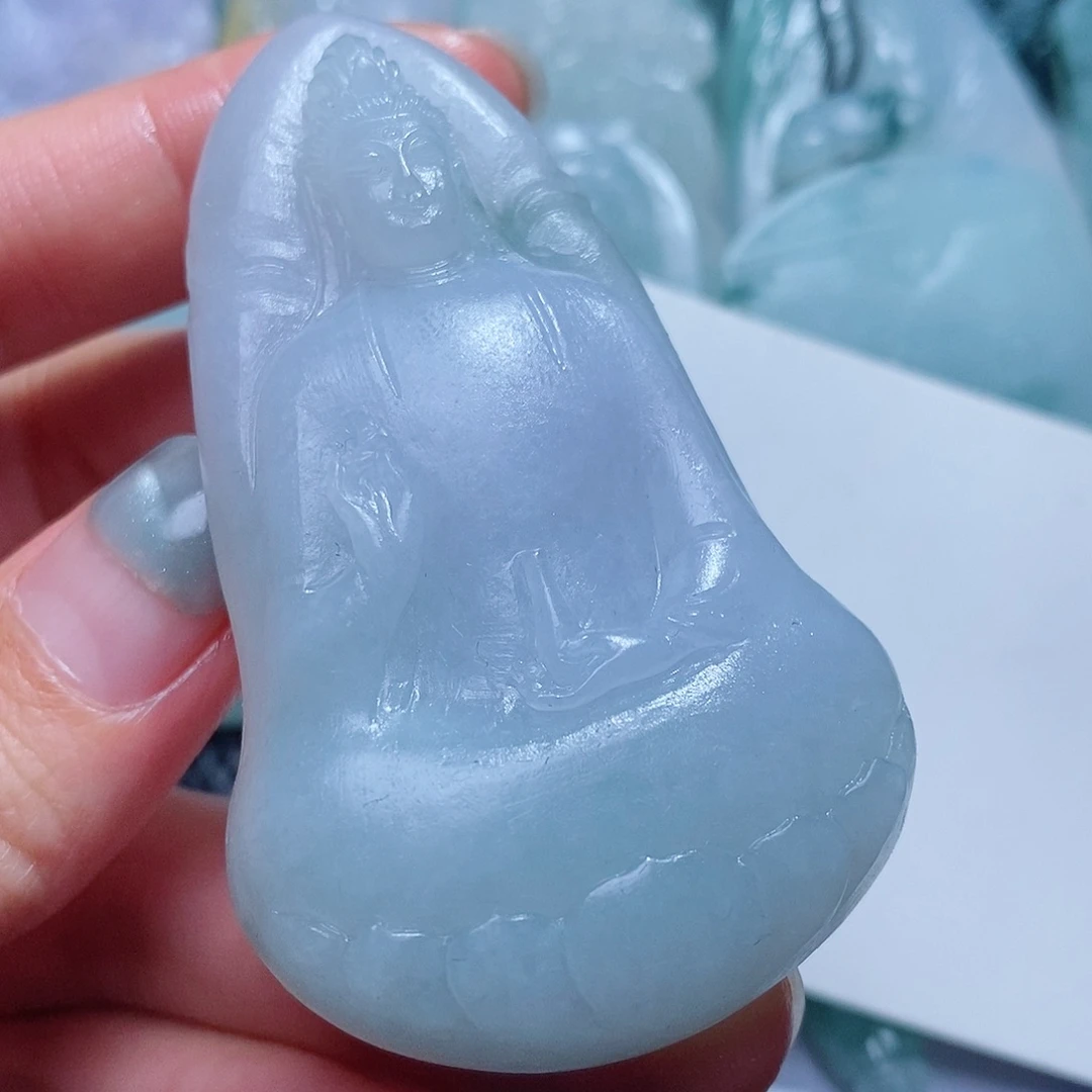 定制翡翠未镶嵌毛货付款后确认抛光