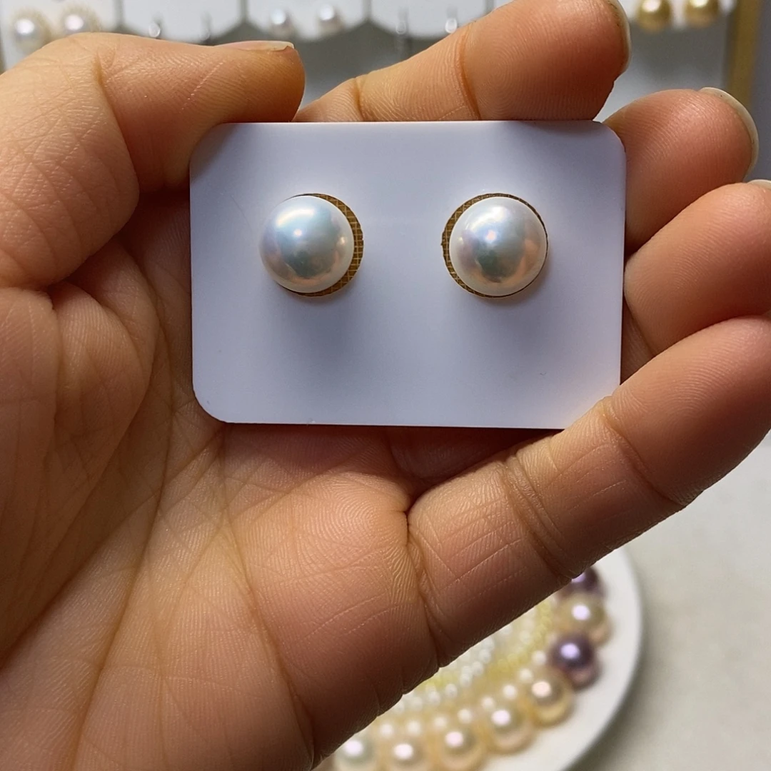 银S925镶嵌淡水珍珠耳饰