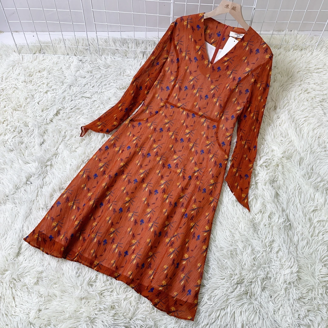 显瘦春季修身夏季碎花印花连衣裙 1809