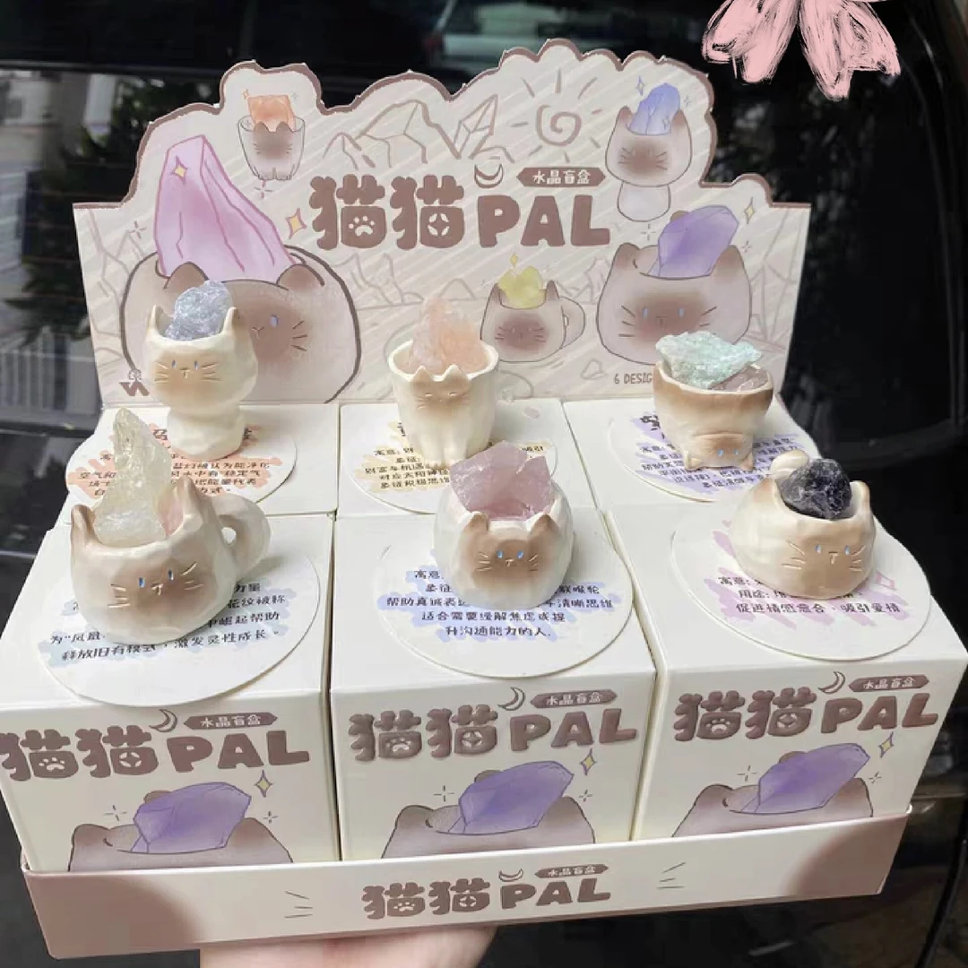 猫猫PAI水晶 盲盒潮玩可爱动物小摆件 办公室解压神器桌面