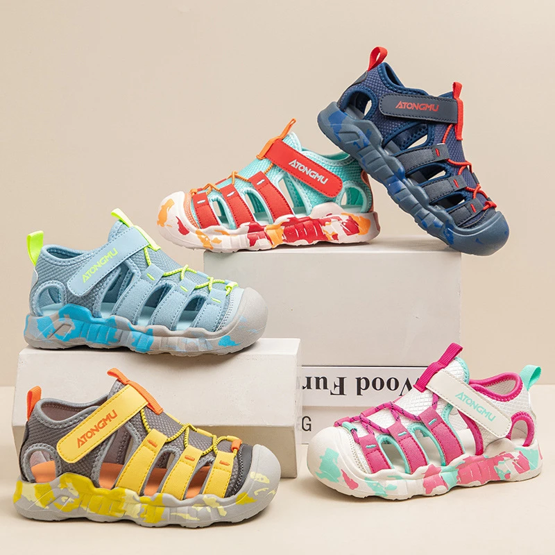 儿童凉鞋包2025夏季新款女童运动凉鞋软底沙滩鞋涉水男童凉鞋