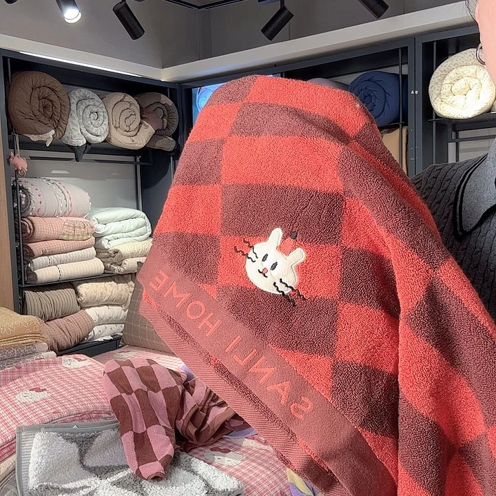 柞蚕丝貂毛羽绒浴巾得