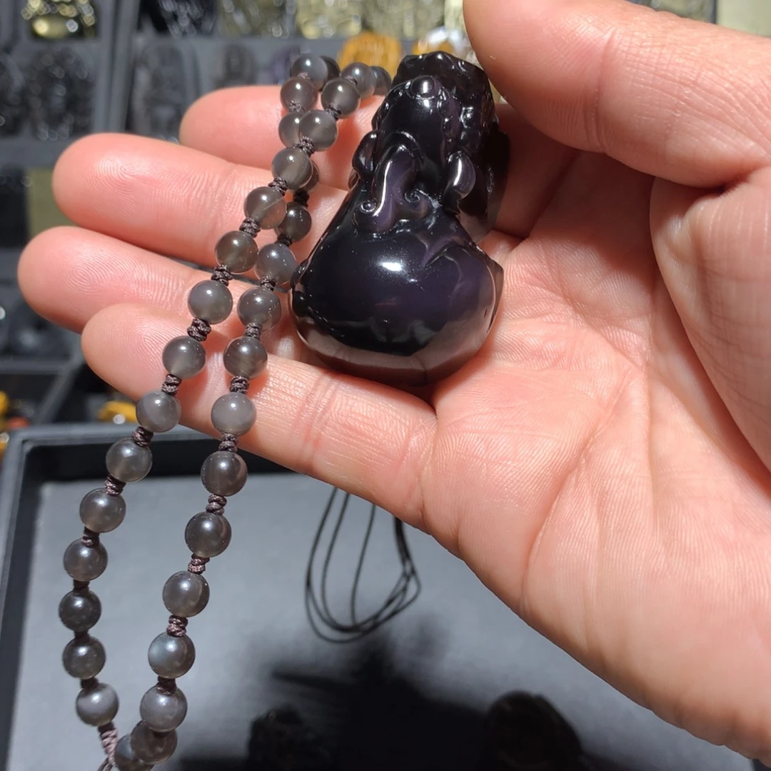 未镶嵌黑曜岩吊坠(赠链)小****工