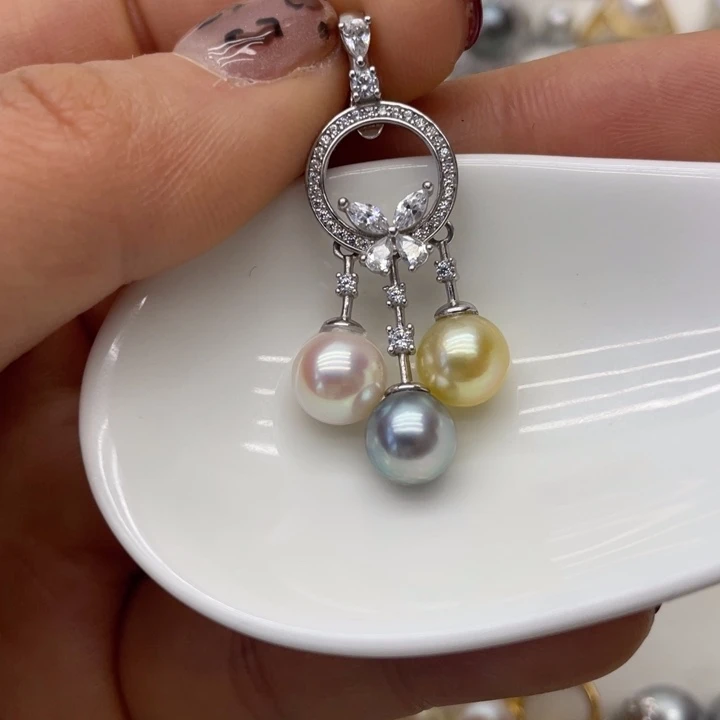 海水珍珠吊坠(不含链)银S925镶嵌