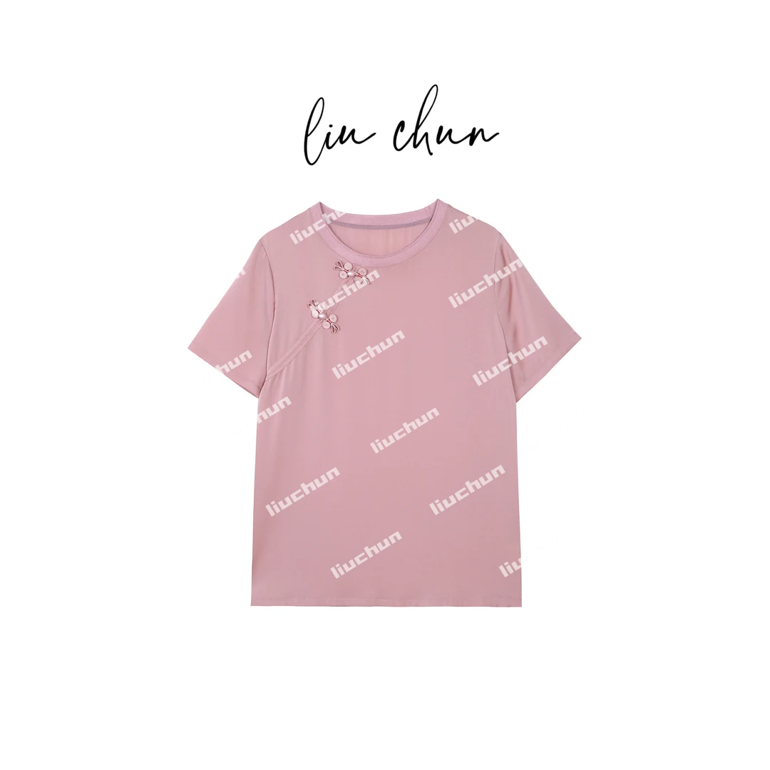 《CHUN》蝴蝶结盘扣桑蚕丝T恤