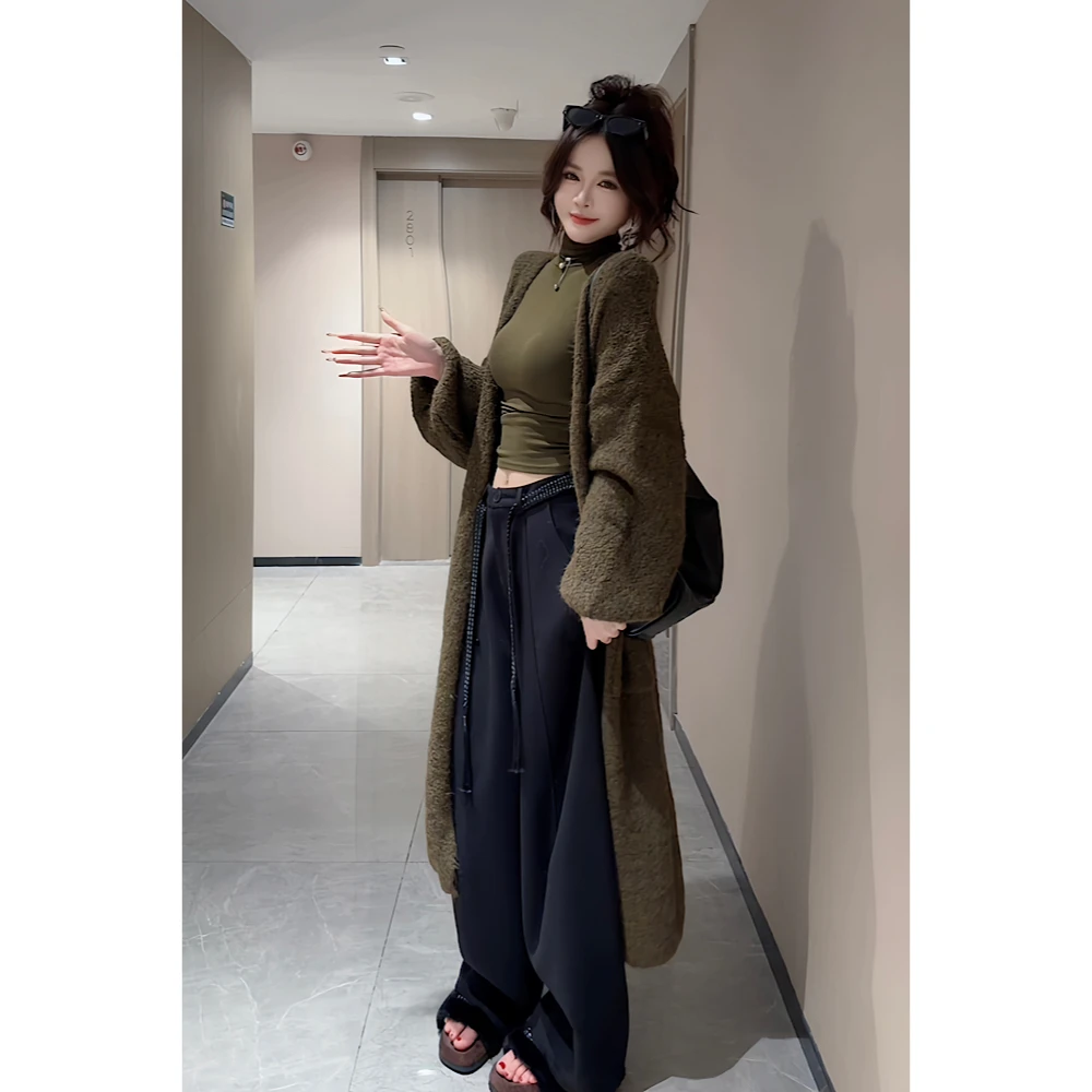 【CCDZ】秋冬新款时尚韩系慵懒风长款毛衣开衫外套女