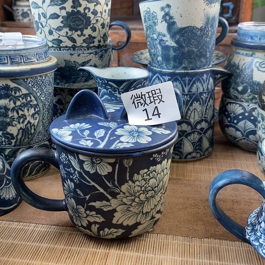 佑***姐手工手绘青花高温陶瓷