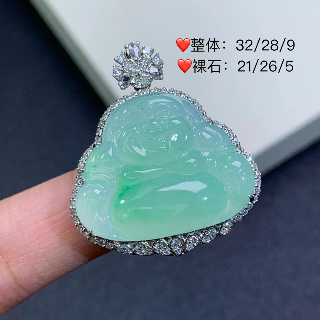 新品推荐·18K金冰晴佛公翡翠玉石缅A吊坠轻奢气质冰透