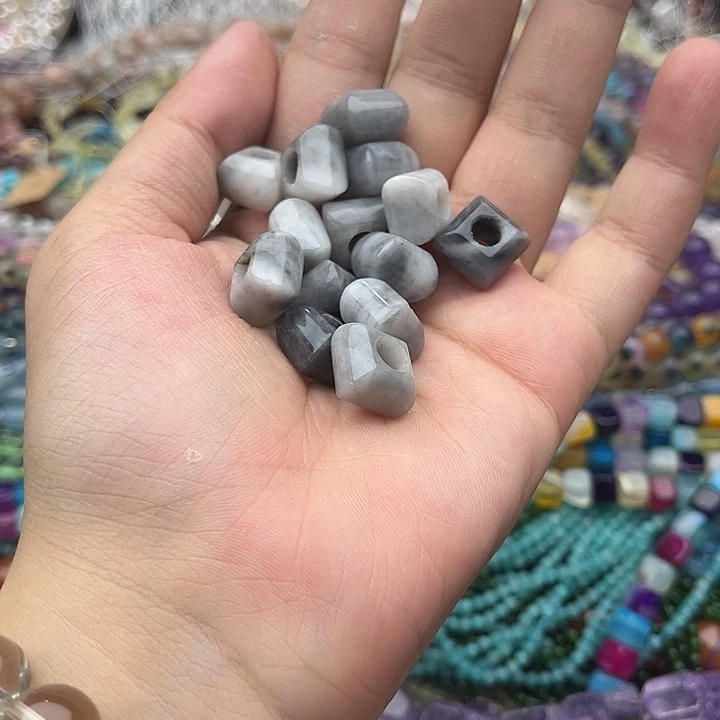 玛瑙/玉髓未镶嵌珠宝半成品20个12mm左右灰玛瑙大孔珠