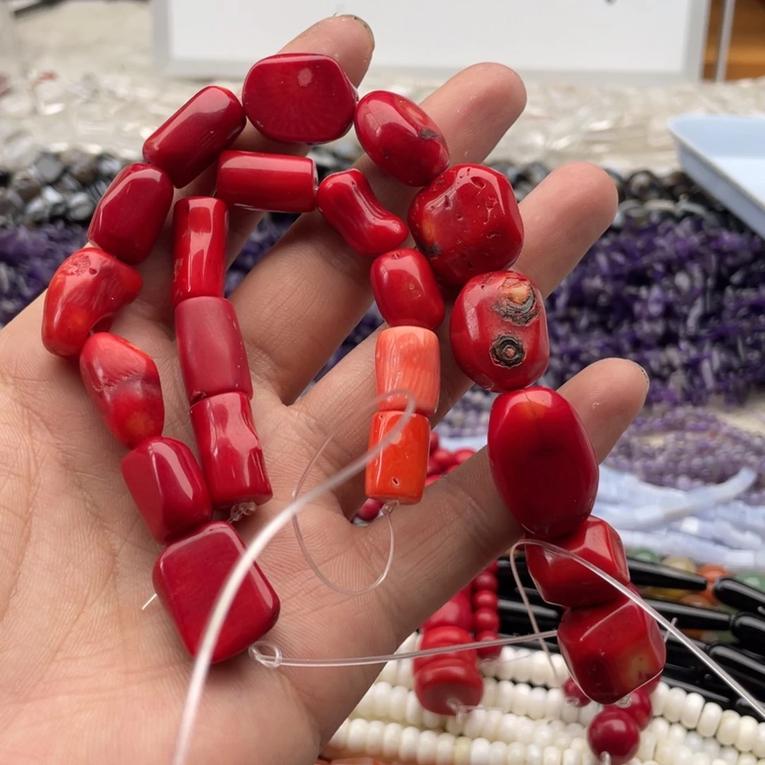 合金玛瑙/玉髓珠宝半成品打包红精灵异形珠