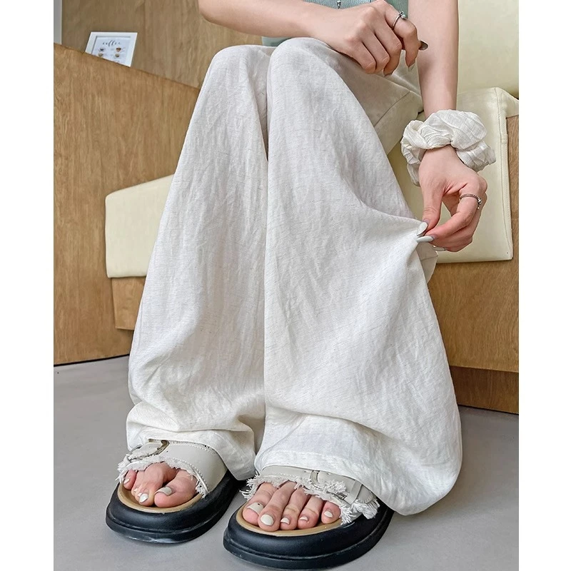 亚麻休闲气球裤女夏季2025新款高腰显瘦宽松慵懒山本裤棉麻阔腿裤