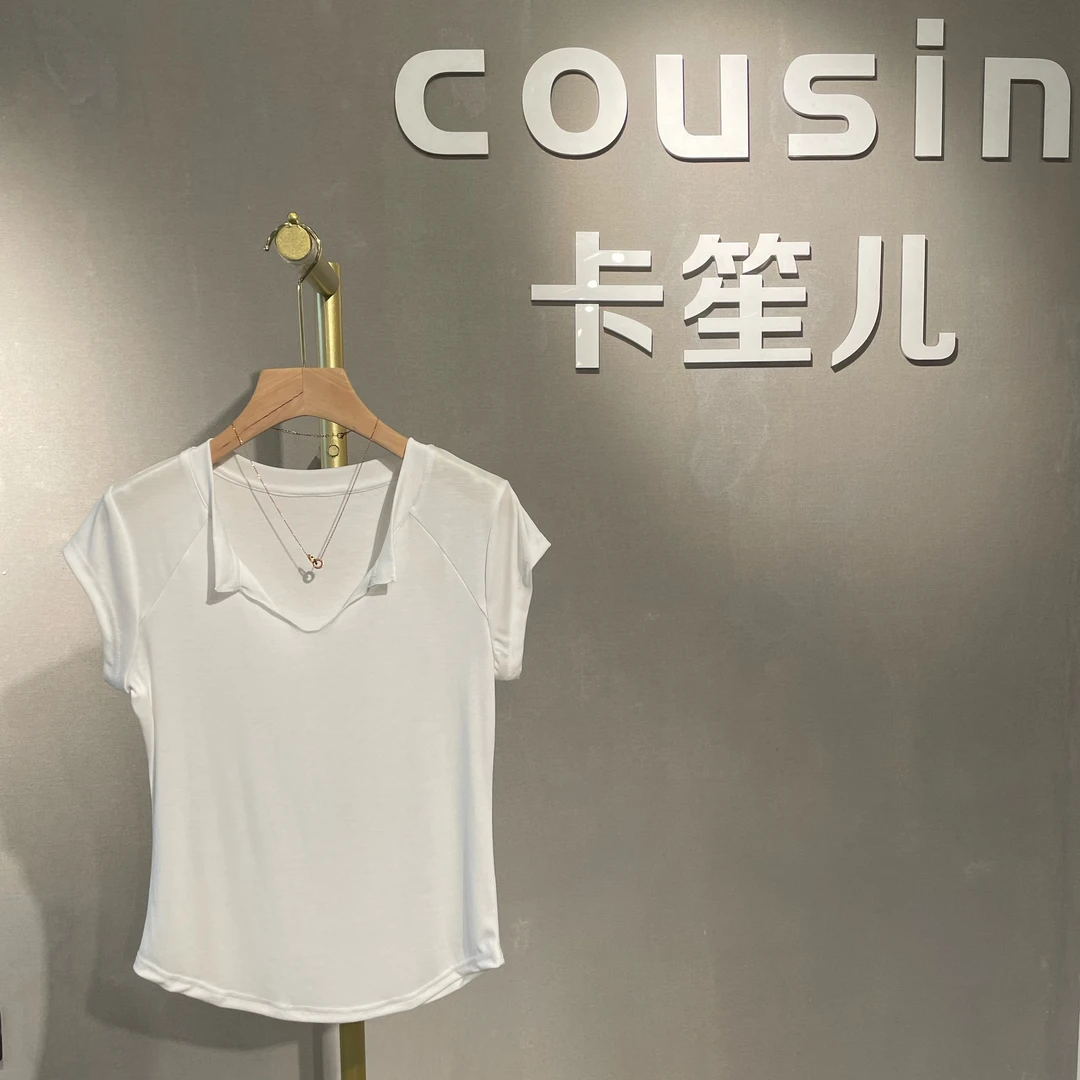 Cousin|夏日新款【莱赛尔天丝】小飞袖V领轻薄丝滑极简百搭T恤2511