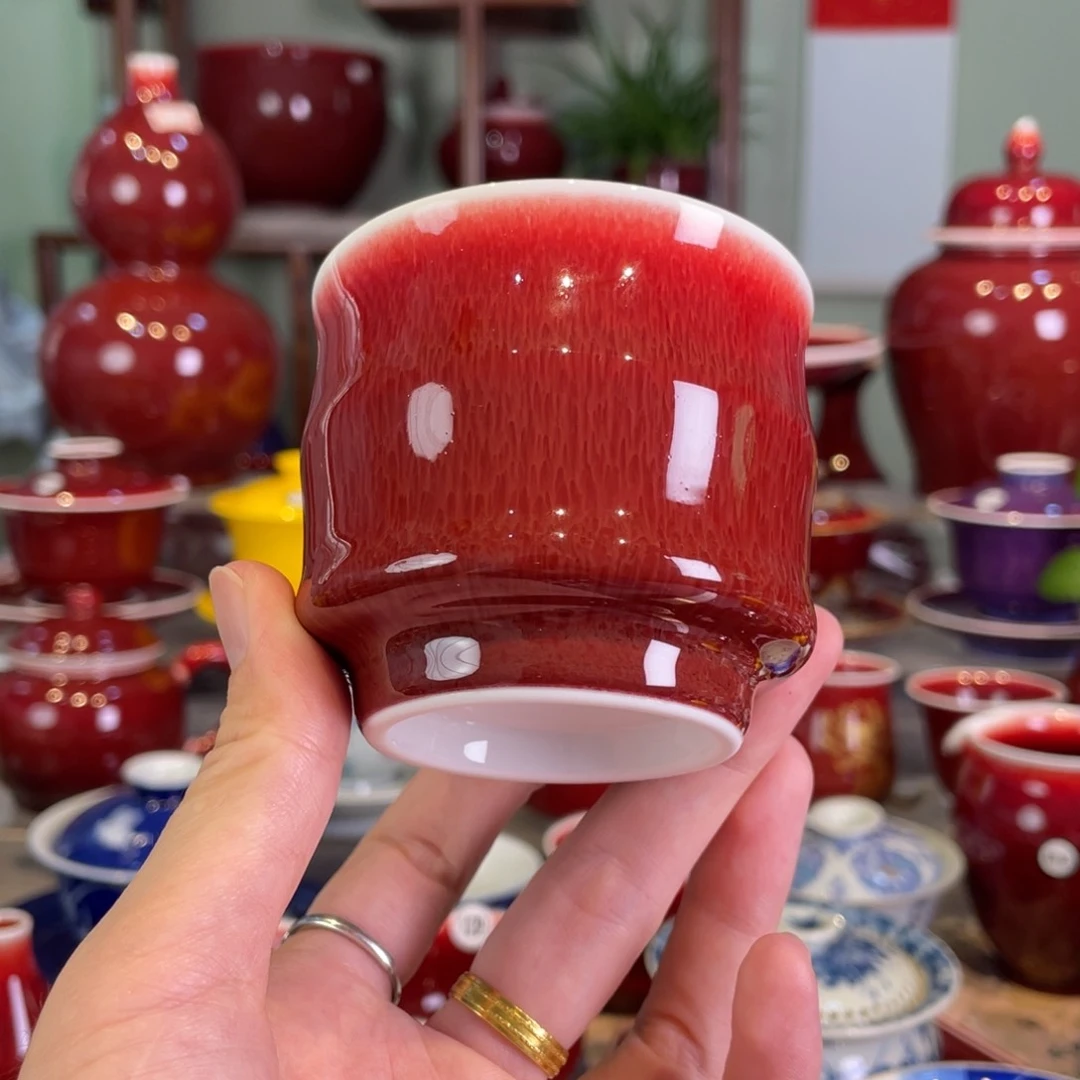 清欢雅玩原矿郎红福利竹节杯