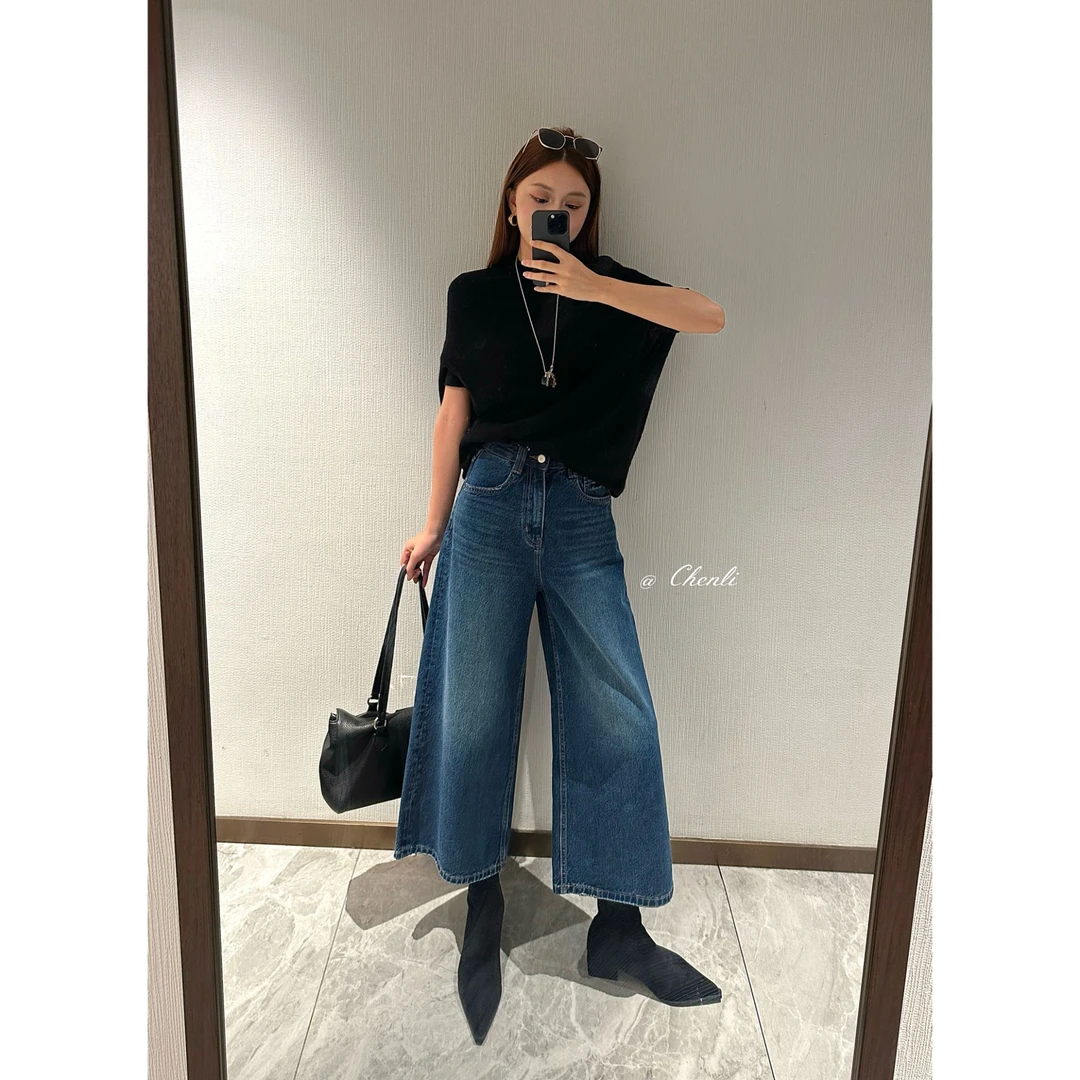 XiANJiE 2025【卷王牛仔裤】高腰百搭显高显瘦直筒阔腿牛仔裤