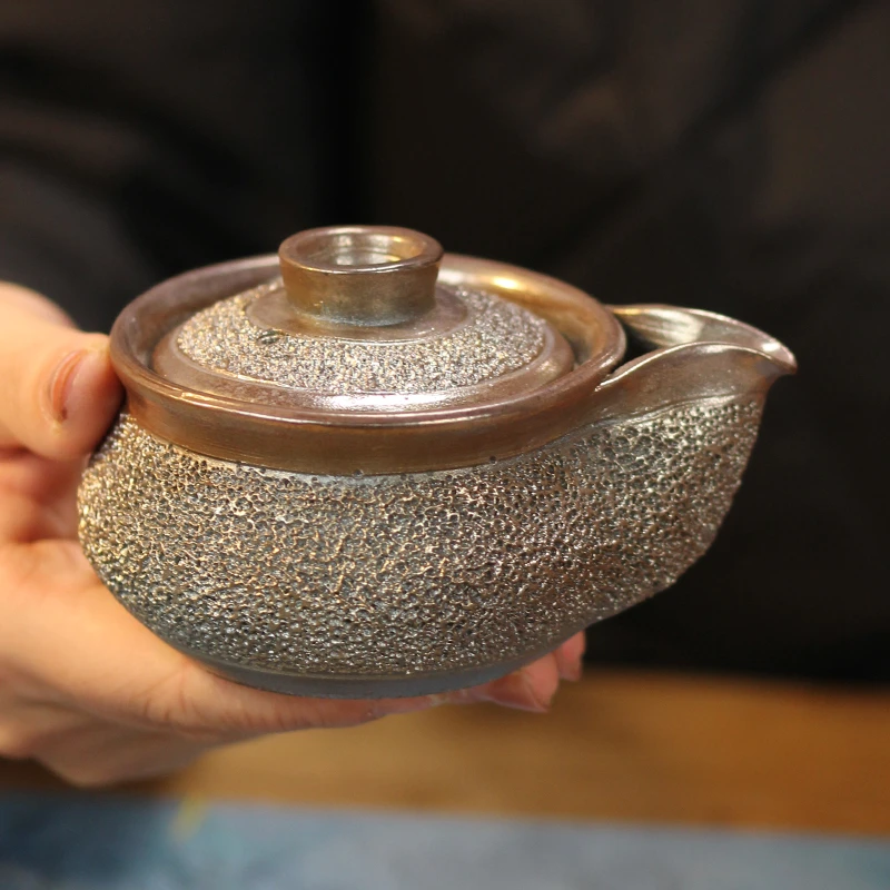 冰烟宝瓶壶复古柴烧手抓壶复古陶瓷功夫茶壶盖碗泡茶器茶具单个