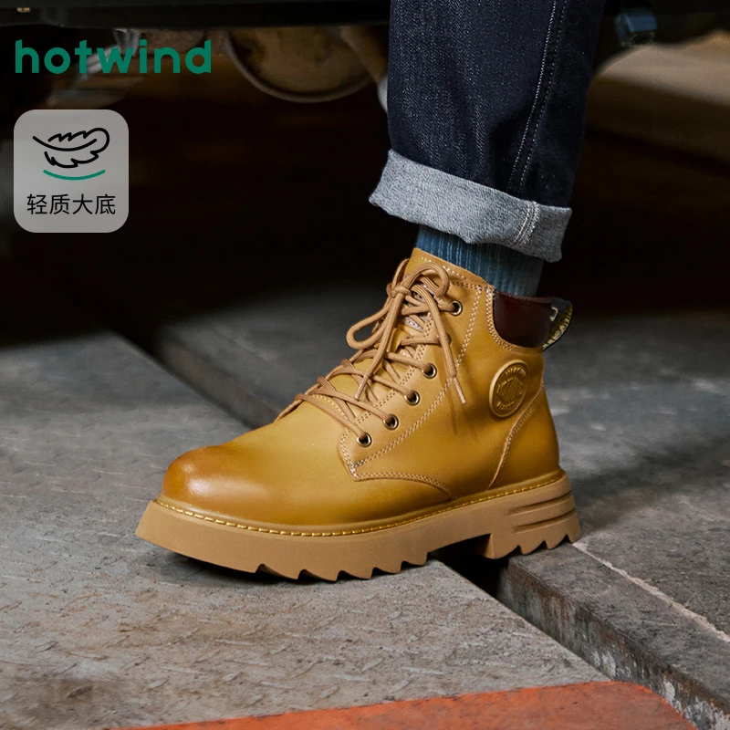 热风马丁靴2024年冬季新款男士时尚休闲靴H95M4420