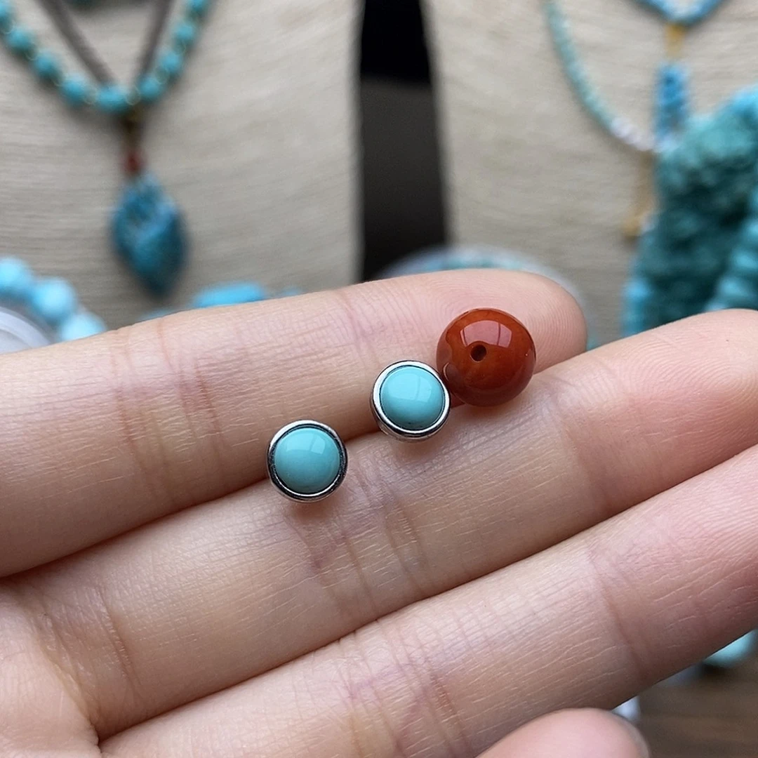 南红玛瑙未镶嵌福利耳钉