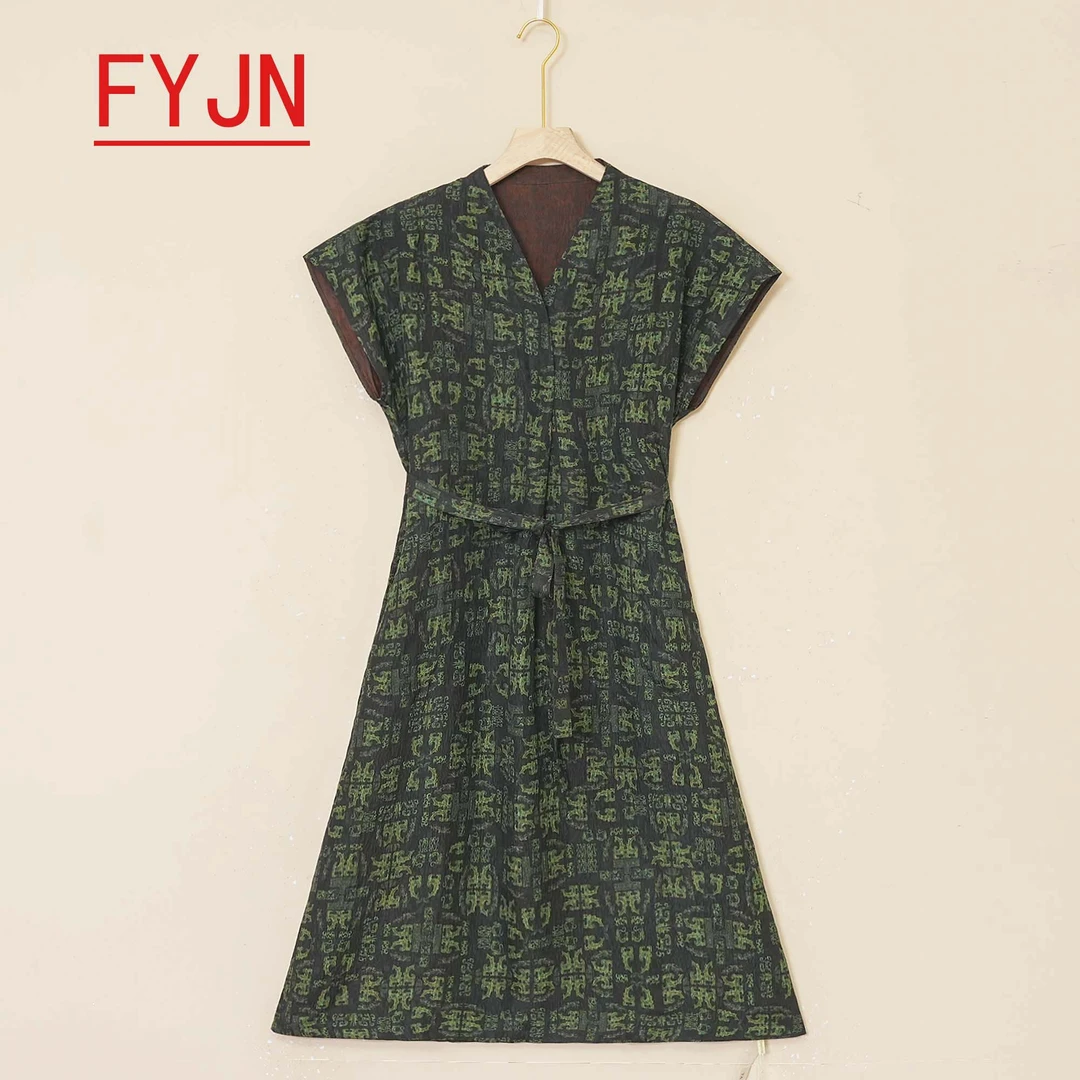 设计师款复古新中式冠乐绉时尚香云纱连衣裙8250