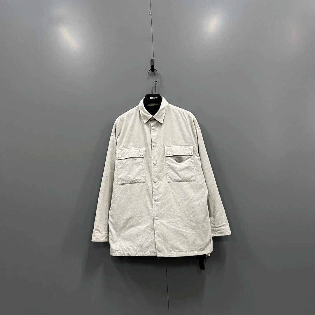 99新 Prada/普拉达 （ll） 017913 灯芯绒三角标长袖衬衫 M码