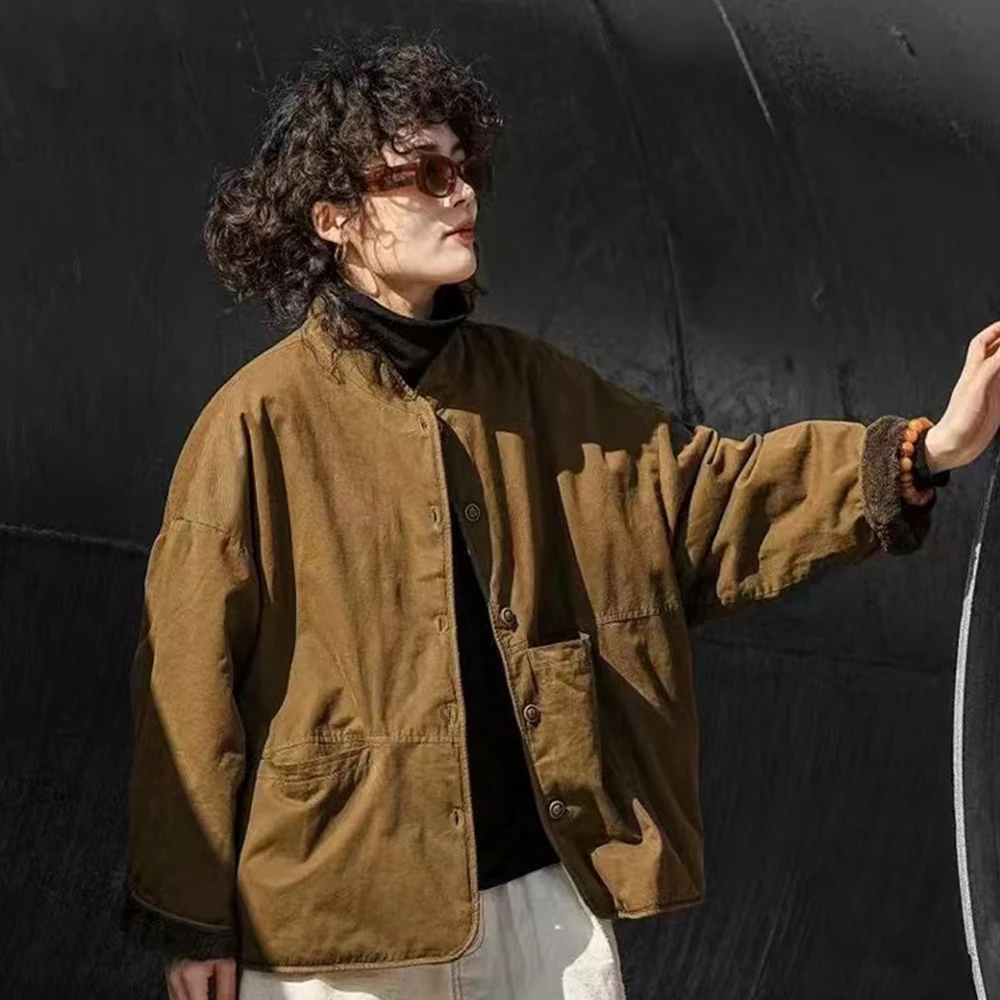 猫迷森林 双面穿有型又保暖 冬季加厚外套女立领显瘦08201