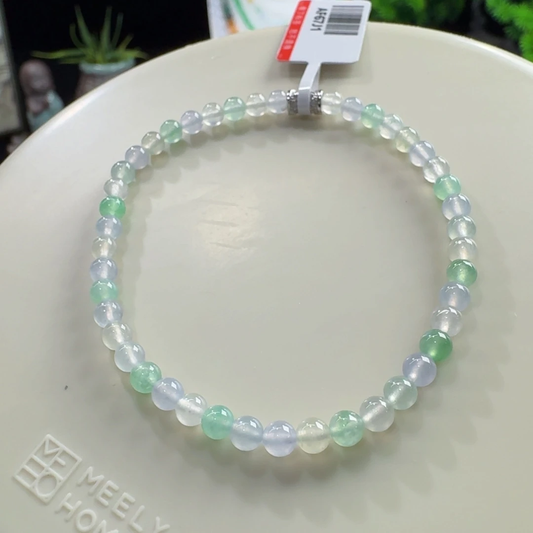 翡翠未镶嵌手链小高冰马卡龙多宝单圈4mm
