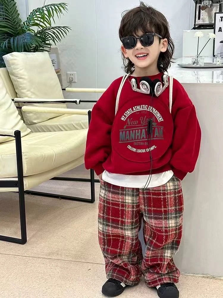 4640男女童潮流时尚休闲百搭秋冬季加绒卫衣