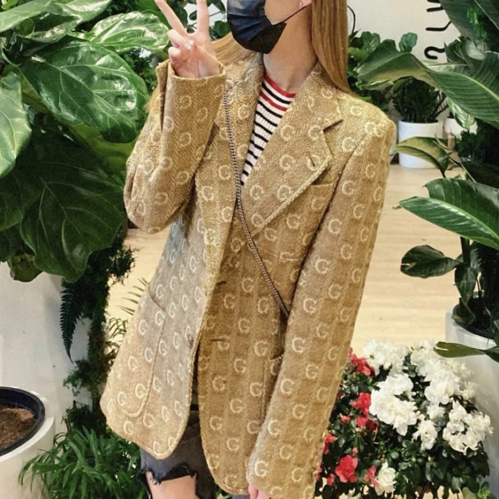 99新 GUCCI/古驰 满印logo西装外套/46码/B01970