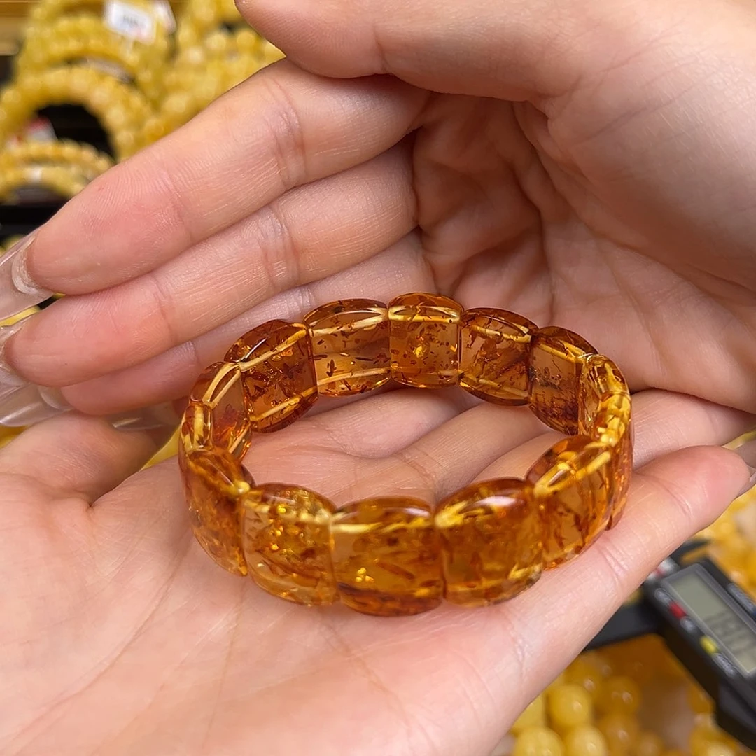 未镶嵌琥珀裸石花珀手牌