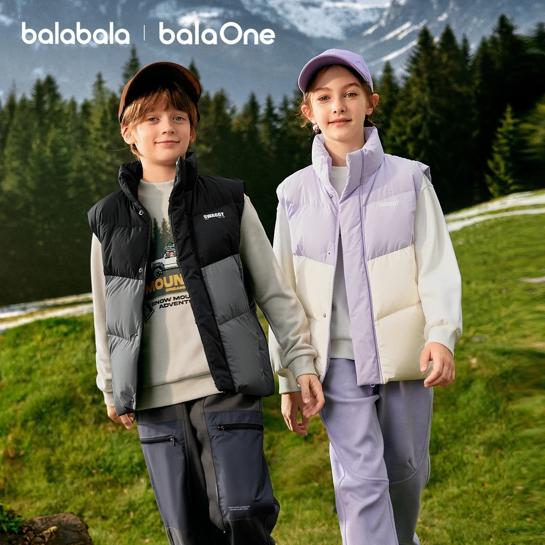 【balaOne】巴拉巴拉儿童马甲女童男童外套上衣童装2025冬高充绒