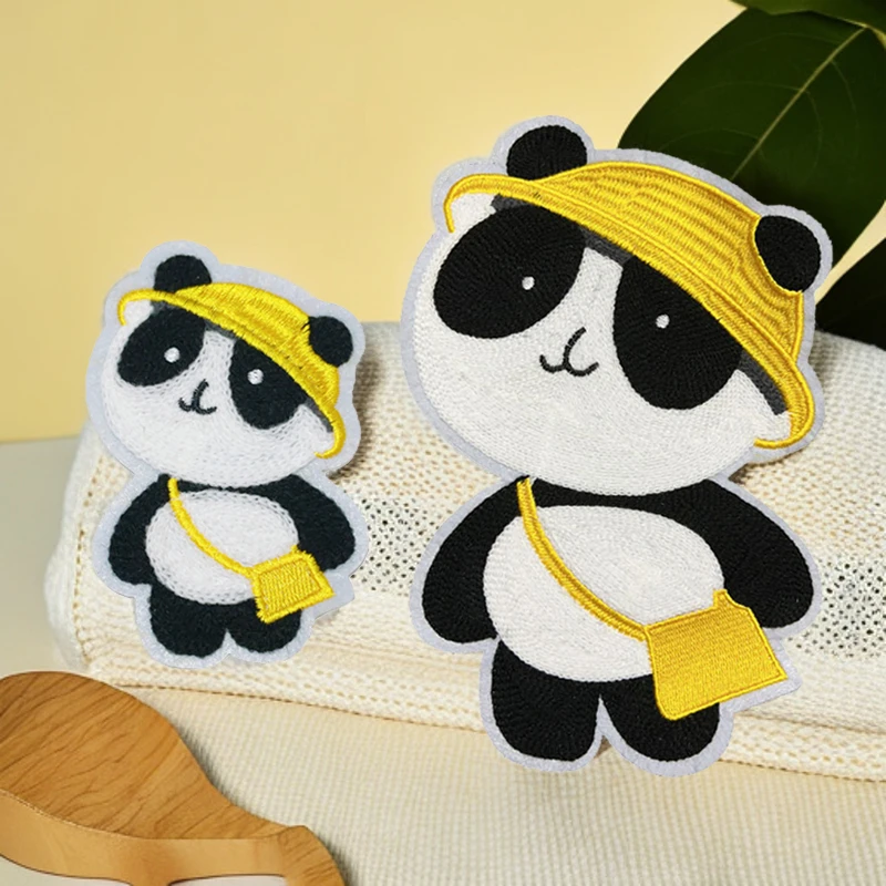 大号熊猫图案刺绣布贴可爱卡通熊猫补丁贴装饰修补衣服毛衣破洞贴