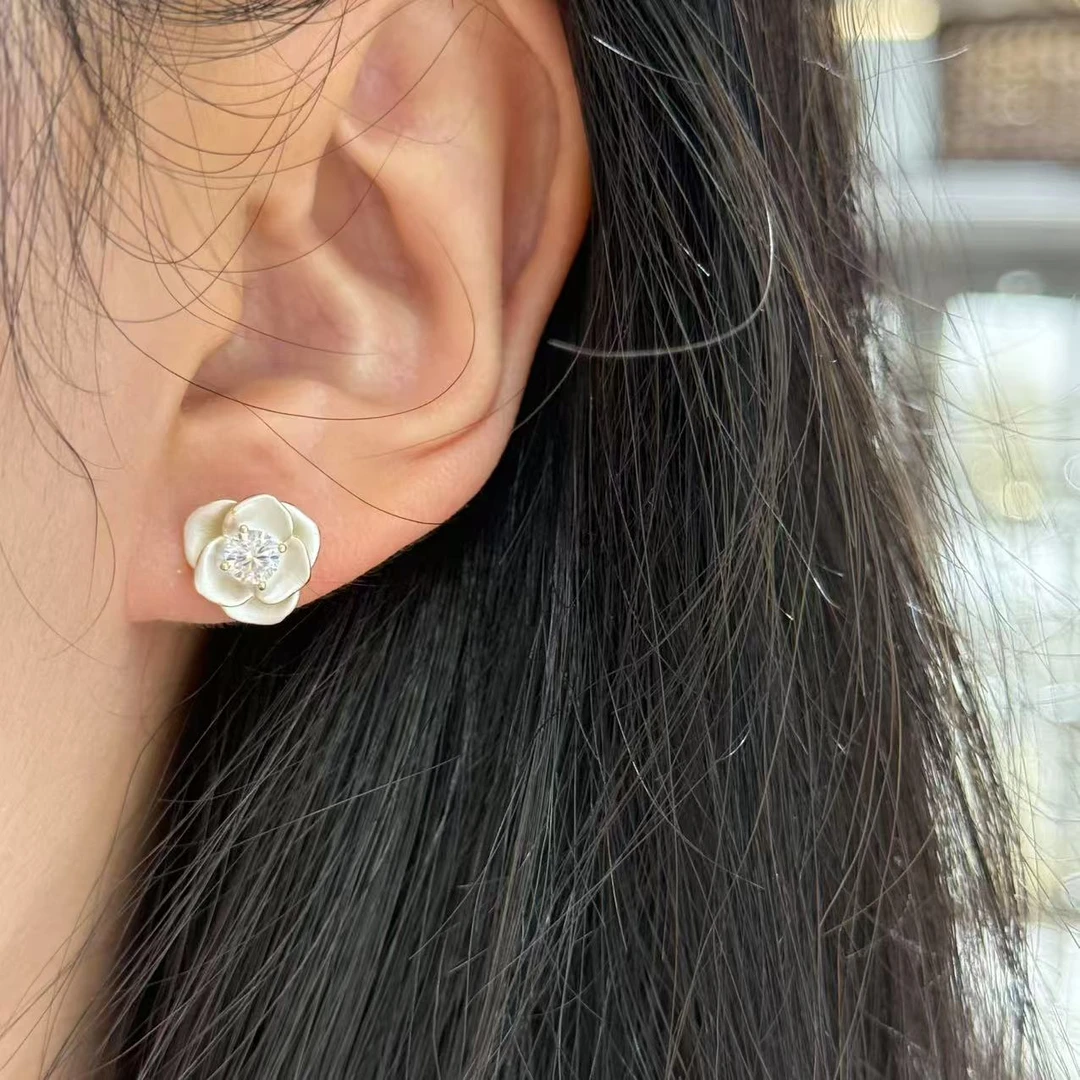 铜合金耳饰 1205 超高版 美讯家山茶高级感耳钉