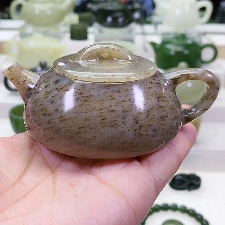 未镶嵌和田玉挂件茶壶100ml（微瑕）