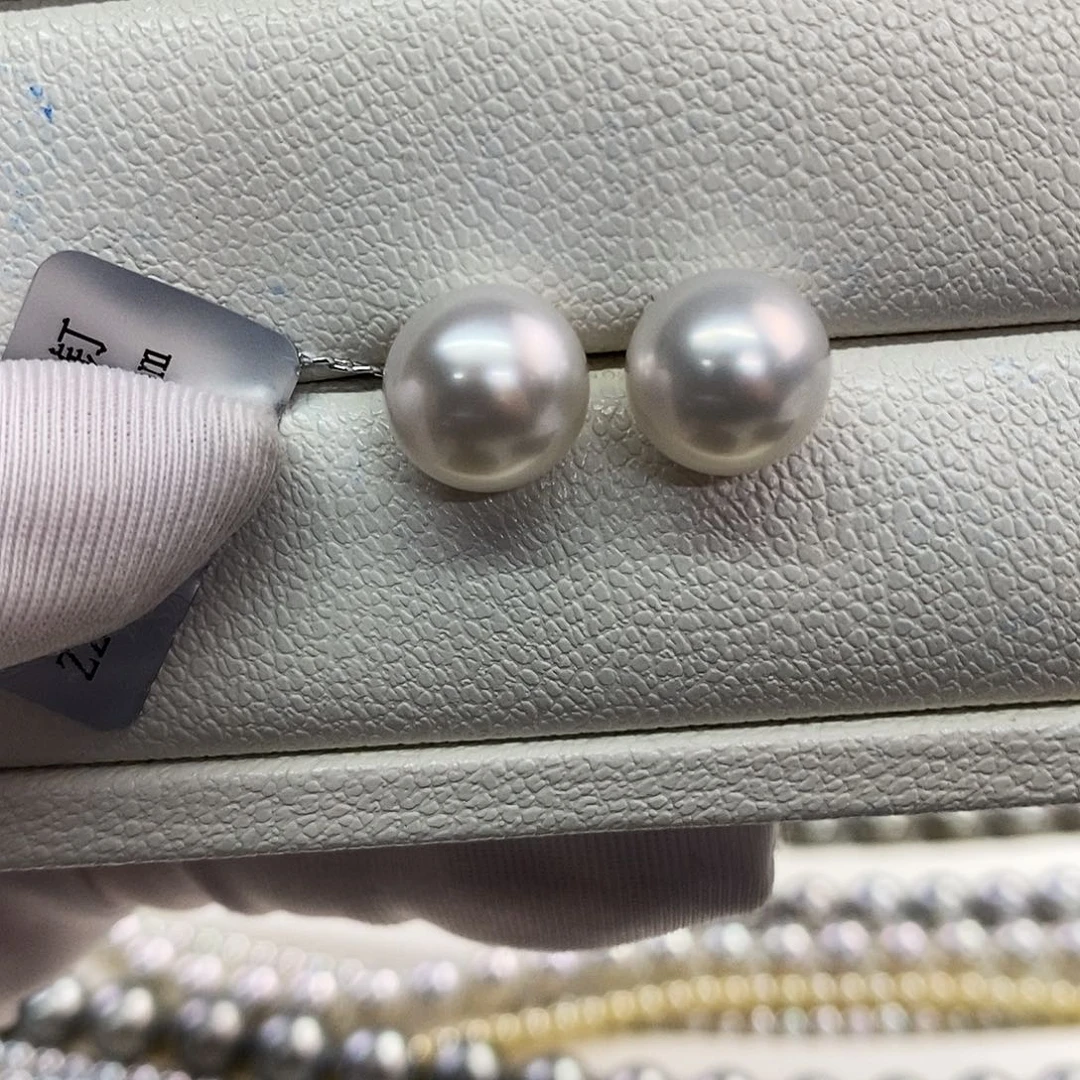 未镶嵌耳饰海水珍珠11-12