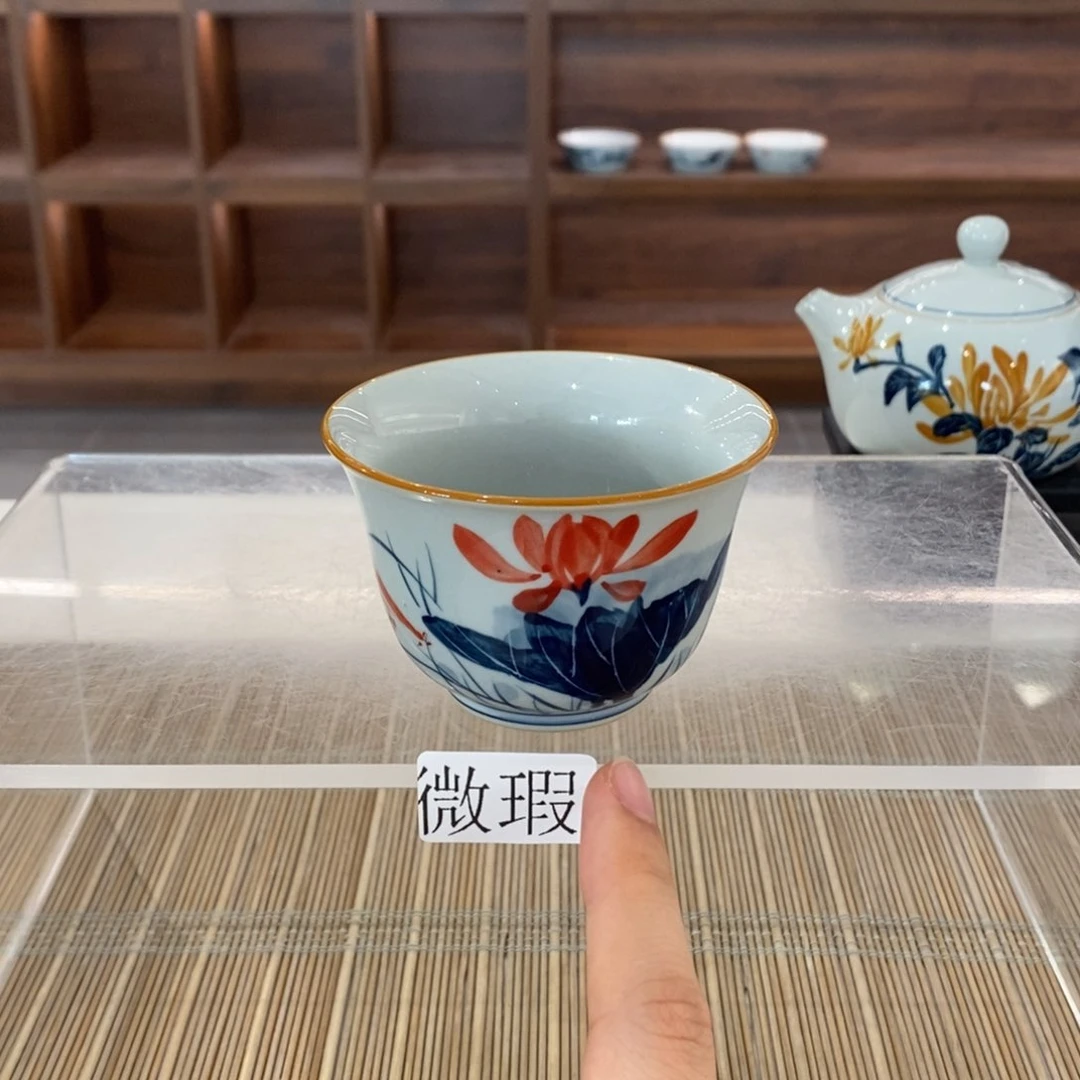 微瑕釉下彩纯手绘手工绘制