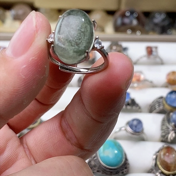 水晶戒指银S925镶嵌，