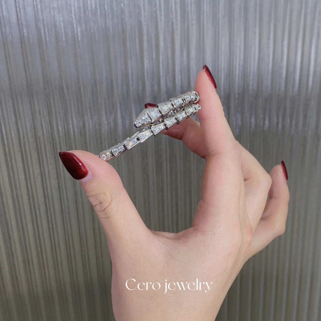 CERO【公主专属】18k金高奢满钻蛇手镯豪华钻石手镯