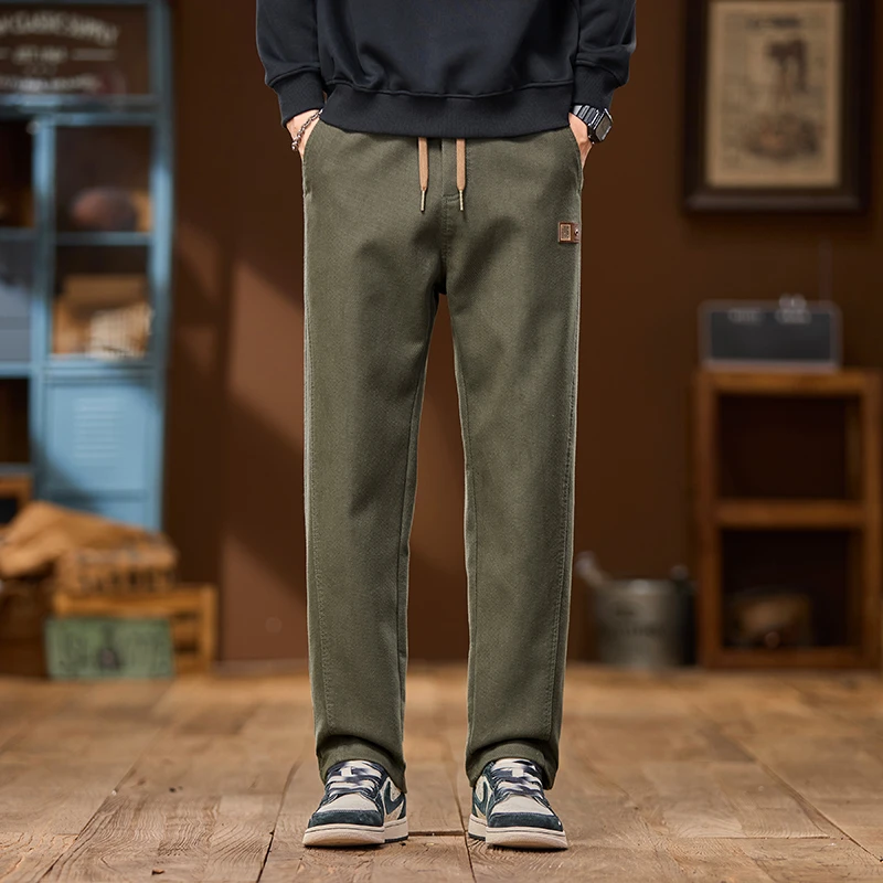 秋冬新款2025男士加绒休闲裤上新潮牌直通宽松直筒裤男装运动加厚