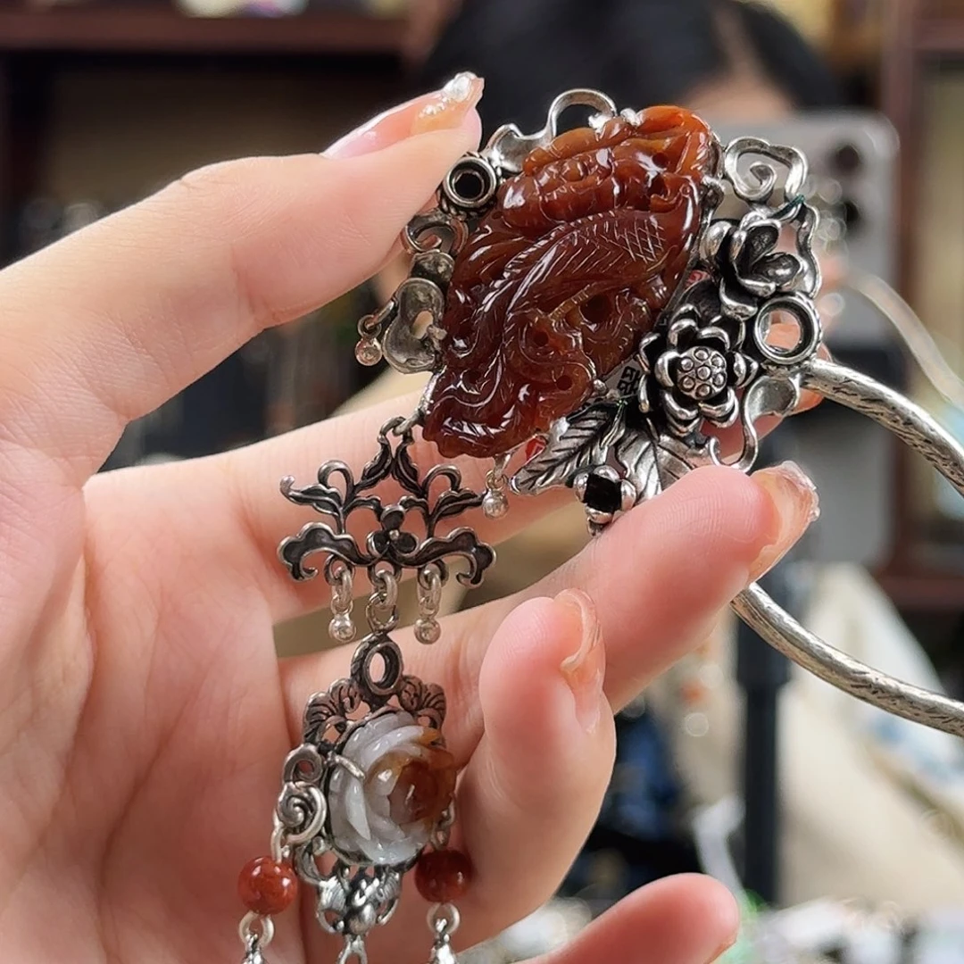 翡翠银S925镶嵌发饰