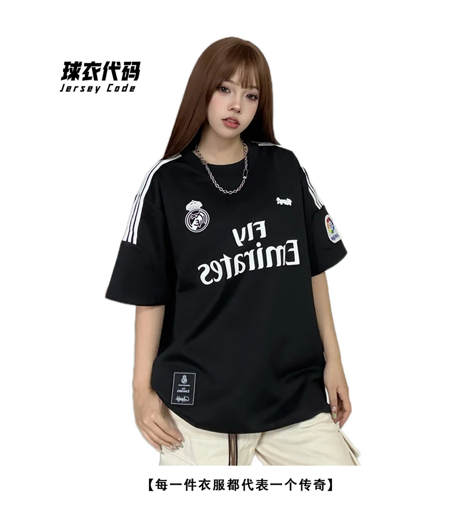 【黑武士】Real Madrid-皇马百搭美式复古球衣宽松圆领运动T恤CD103