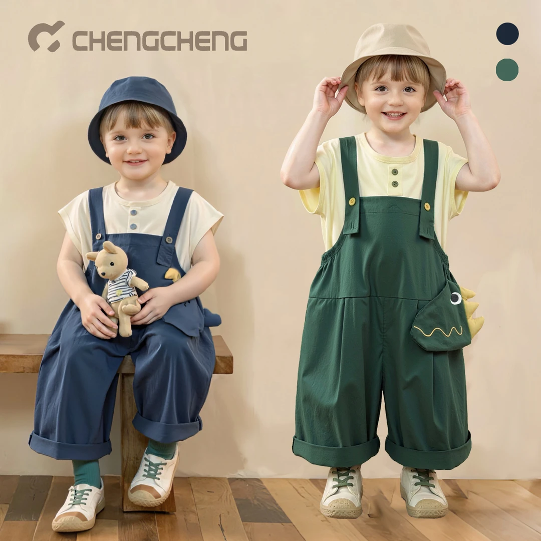 【澄澄一家】夏季男童女童薄款韩版卡通洋气宽松单背带裤宝宝C0001