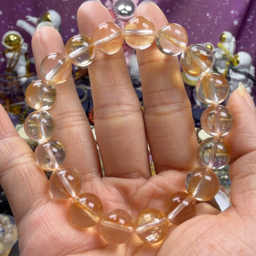 水晶手串未镶嵌芬达色糖纸胶花水晶手串