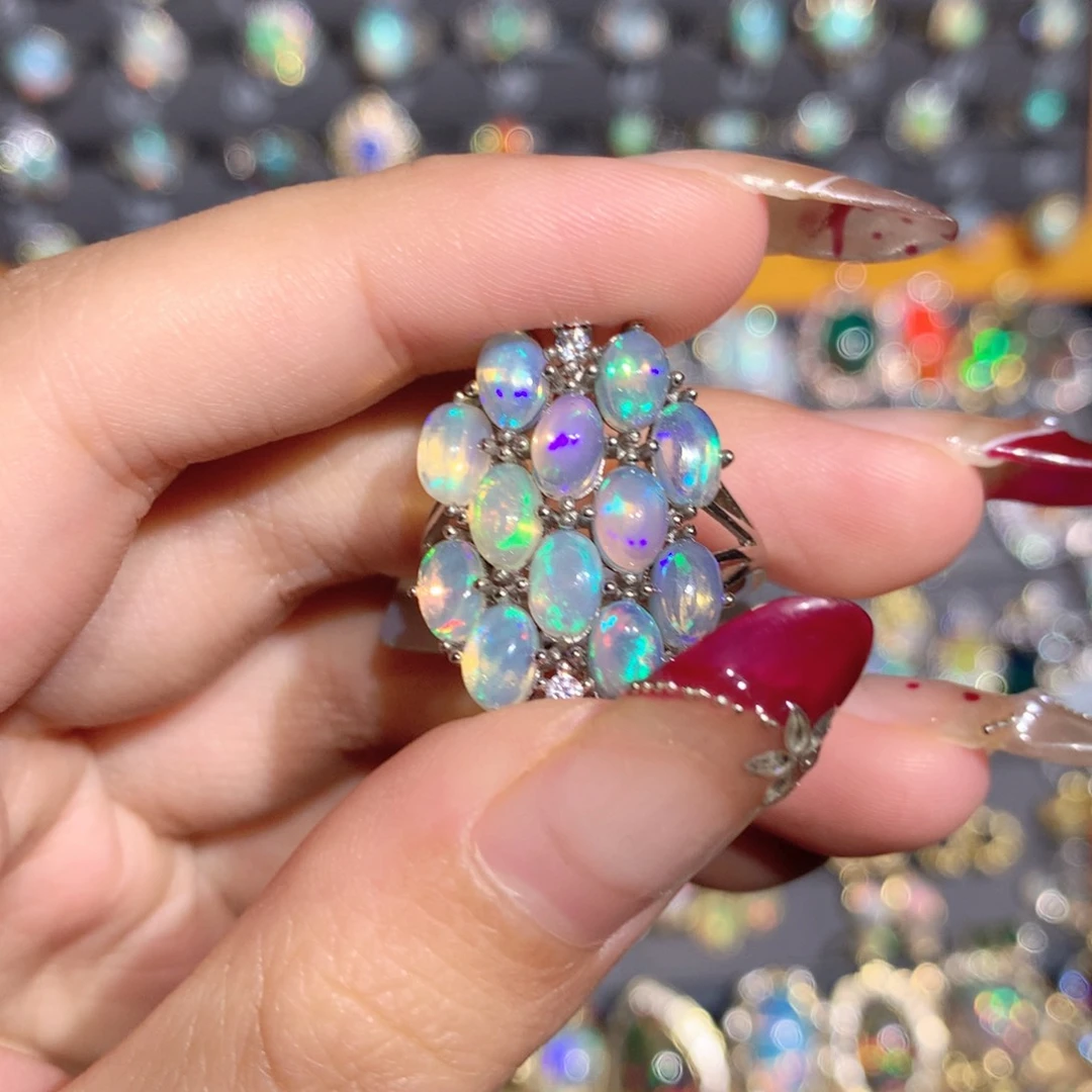 欧泊银S925镶嵌欧泊戒指y