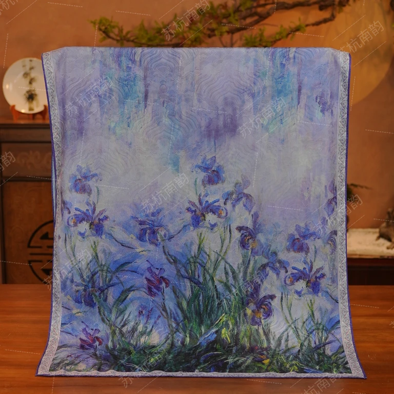 【D25-43忆在江崖】180*70花萝30姆米丝巾围巾披肩香云纱老料