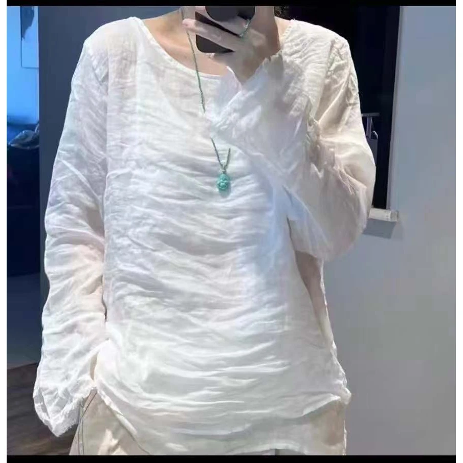 7922【薇语莎】夏季新款时尚百搭休闲苎麻圆领衫