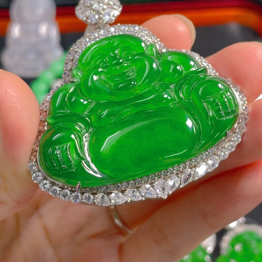 翡翠银S925镶嵌吊坠(不含链)