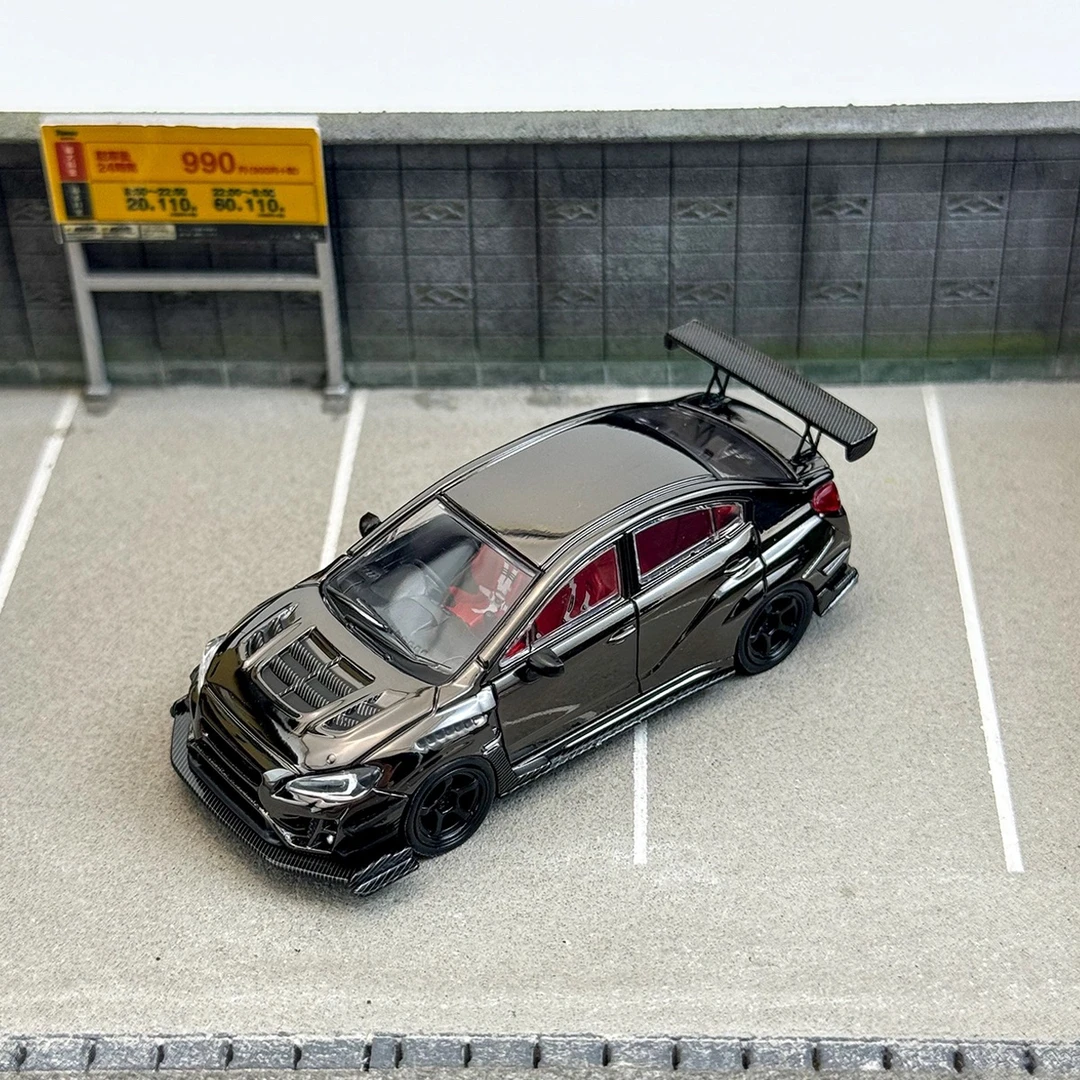CM 1:64 斯巴鲁Subaru WRX STI Varis宽体改装电镀黑仿真合金车模