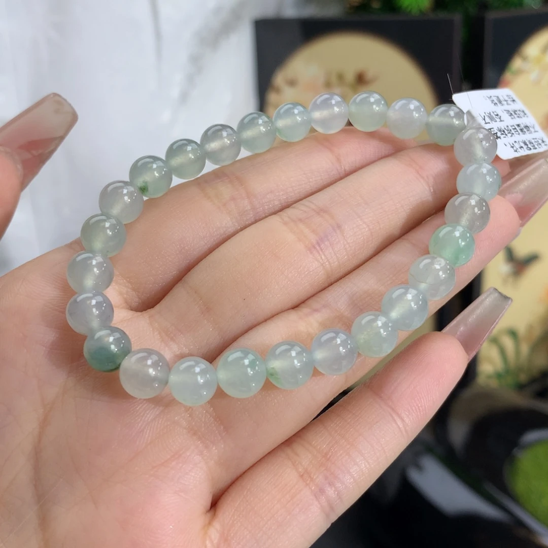 翡翠手链未镶嵌卡7.0冰胶晴飘花