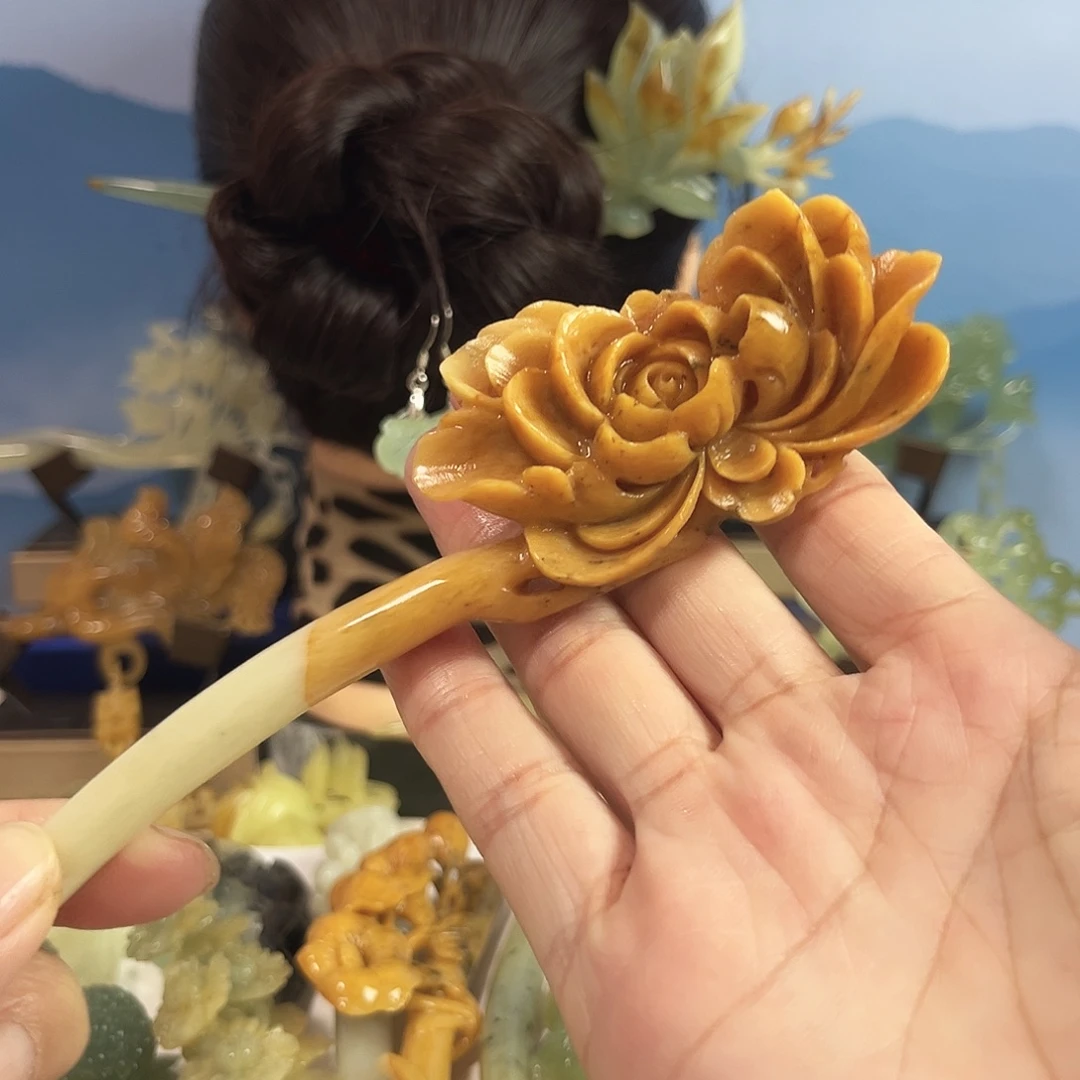 蛇纹石玉合金发饰